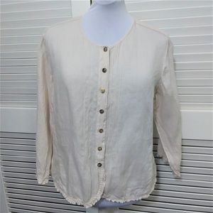 Kleen Button Down Blouse with Pintucks and Ruffles